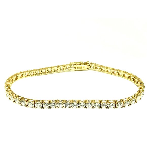 Tennis Bracelet 10k Yellow Gold Round Cut Cubic Zirconia 7'' inches Wrist Size